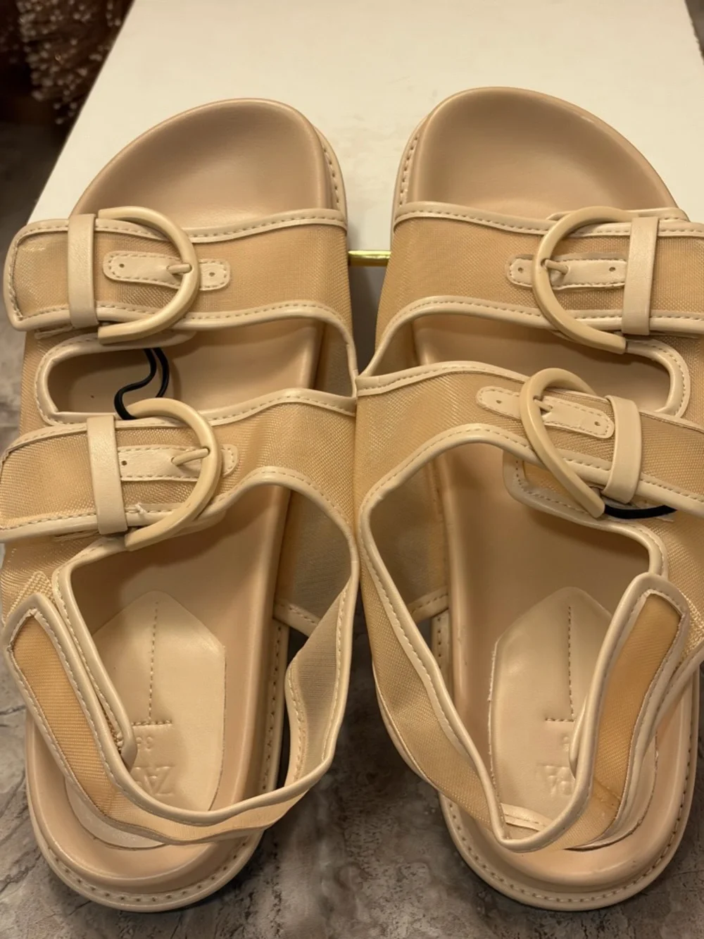 Zara Cream Buckle Sport Sandals - Picture 8 of 14